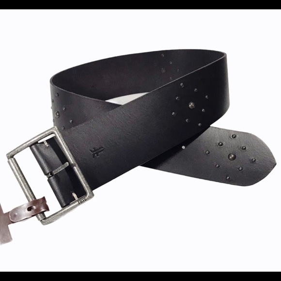 NWT Frye Wide Studded Black Leather Western Belt main image 4